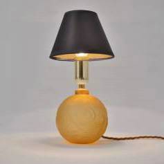 Art Deco glass table lamp geometric swirling pattern in high relief, 1930`s
